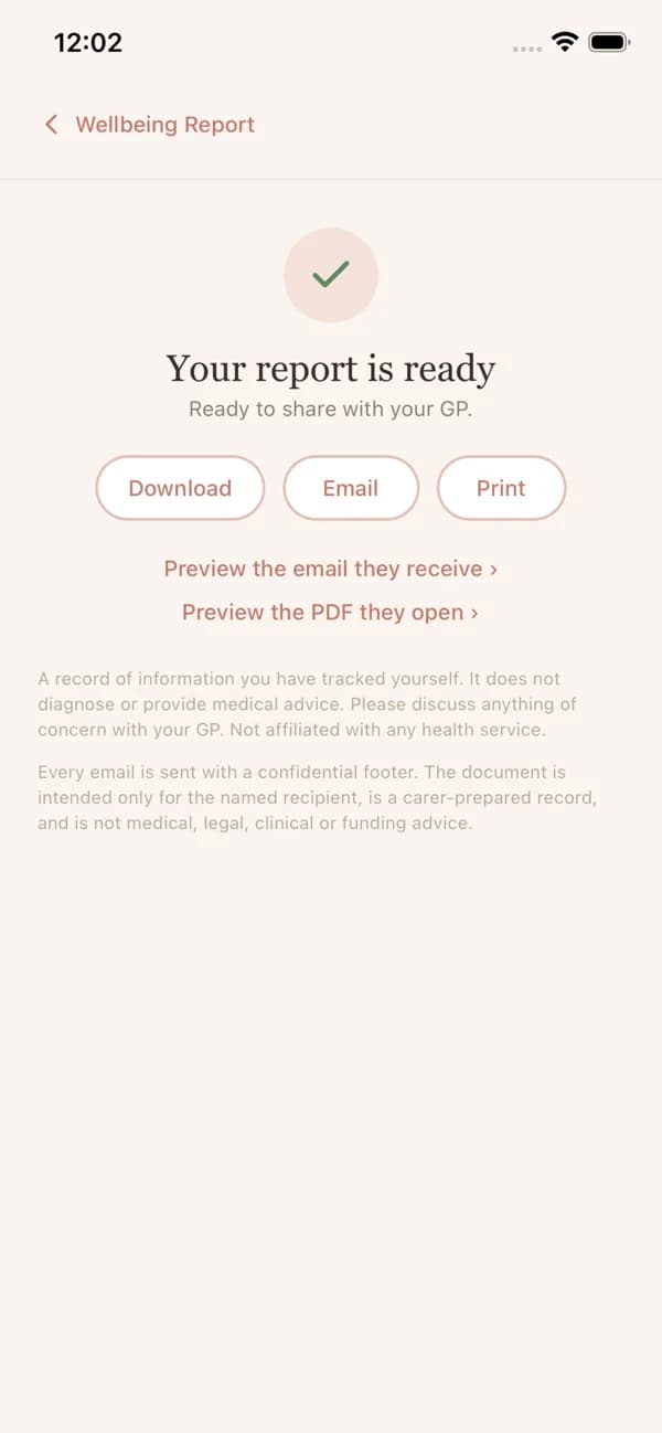 Reports ready to download, email or print for a GP