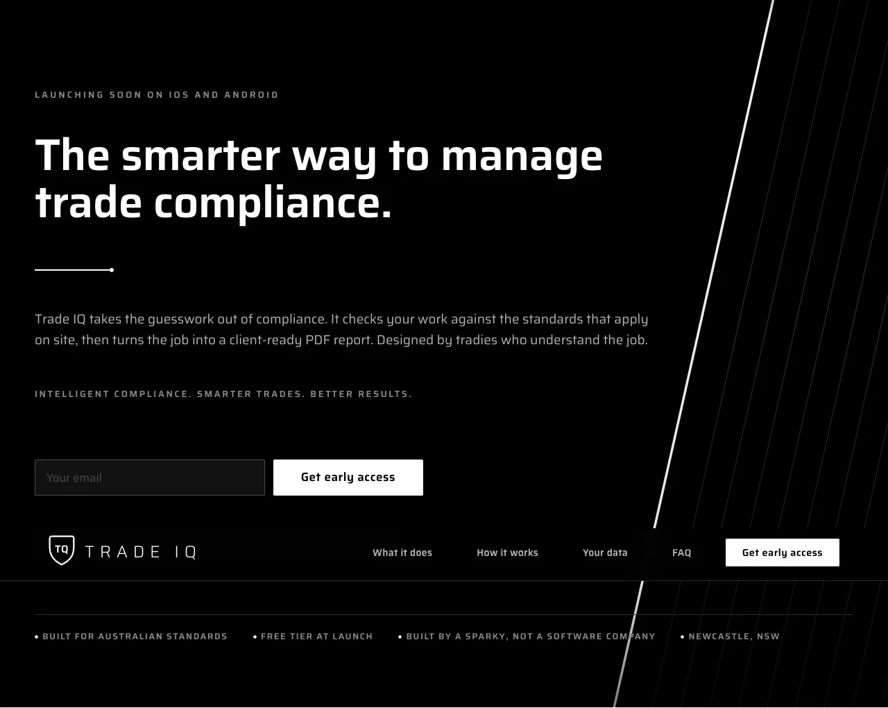 From Trade IQ's launch site: early access for the iOS and Android launch
